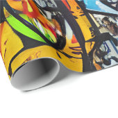 ブライトはっきりしたカラーズグラフィティ通りアートパターン ラッピングペーパー (ロールコーナー)