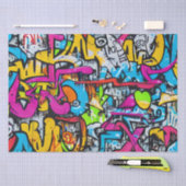 ブライトはっきりしたカラーズグラフィティ通りアートパターン 薄葉紙 (クラフト)