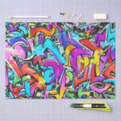 ブライトはっきりしたカラーズグラフィティ通りアートパターン 薄葉紙 (クラフト)