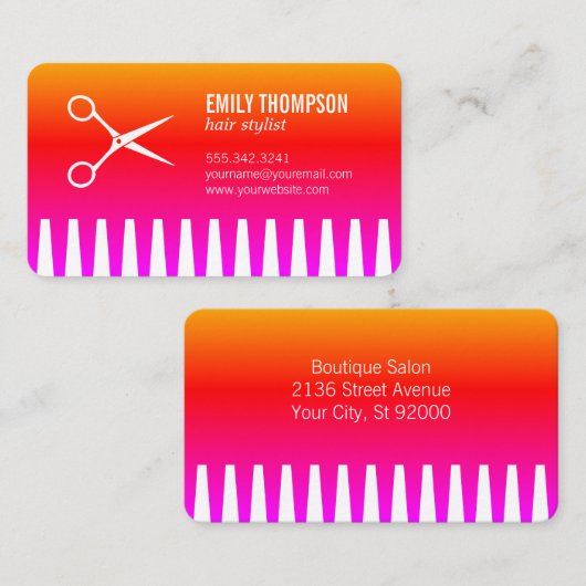 ブライトはっきりしたコーム美容師 名刺 (正面/裏面)