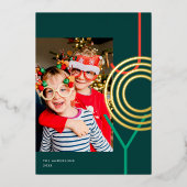 ブライトはっきりしたジョイカラフルホリデーフォトゴールドフォイル 箔シーズンカード (正面)