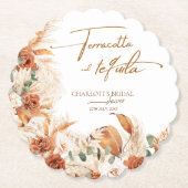 ブライトはっきりしたテラコッタアンドテキーラブライダルシャワー ペーパーコースター (正面)