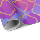 ブライトはっきりしたビッドオレンジパープル明るい赤紫色クローバー ラッピングペーパー (ロールコーナー)