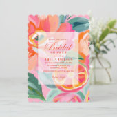 ブライトはっきりしたフローラシトラスオレンジブライダルシャワー 招待状 (スタンド正面)