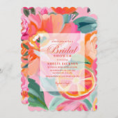 ブライトはっきりしたフローラシトラスオレンジブライダルシャワー 招待状 (正面/裏面)