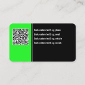 ブライトはっきりしたライムグリーン、ブラック&ホワイト独自ブランド 名刺 (裏面)