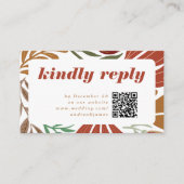 ブライトはっきりしたレトロテラコッタフローラ結婚式RSVP エンクロージャーカード (正面)
