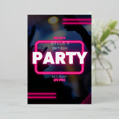 ブライトはっきりした誕生日招待状 | おもしろいとプレイフ 箔招待状 (立ち正面)