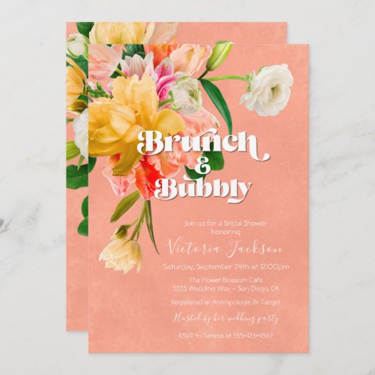 ブライトはっきりした開花フローラブランチ 招待状 (正面/裏面)