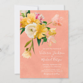 ブライトはっきりした開花フローラ結婚式招待状 招待状