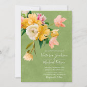 ブライトはっきりした開花フローラ結婚式招待状 招待状 (正面)