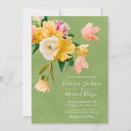 ブライトはっきりした開花フローラ結婚式招待状 招待状