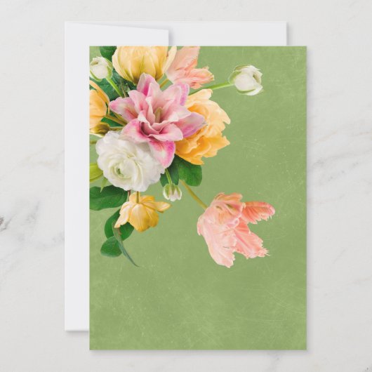 ブライトはっきりした開花フローラ結婚式招待状 招待状 (裏面)