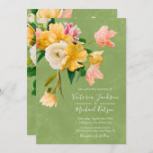 ブライトはっきりした開花フローラ結婚式招待状 招待状 (正面/裏面)