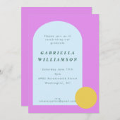 ブライトよくはしゃぐパステル卒業カラフルパーティー 招待状 (正面/裏面)