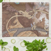 ブライトアイズフクロウ&ドラゴン キッチンタオル (折り畳み)