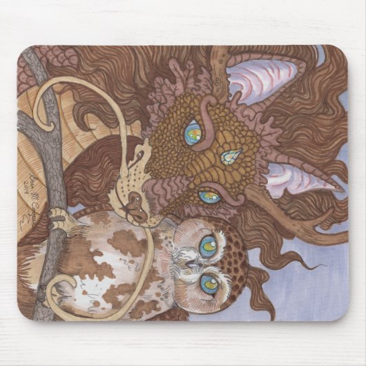 ブライトアイズフクロウ&ドラゴン マウスパッド (正面)