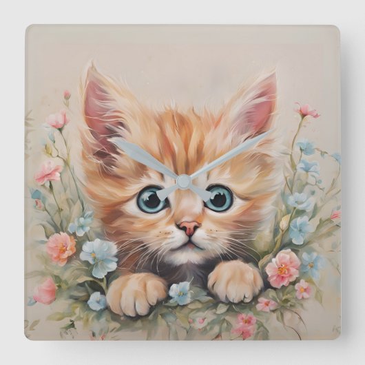 ブライトアイドキットン子供部屋 スクエア壁時計 (正面)