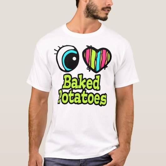 ブライトアイハート私はジャガイモを愛焼いたする Tシャツ (正面)