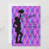 ブライトアイリステントシロエットチアリーダー誕生日 招待状 (正面)