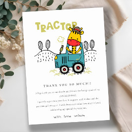 ブライトアクアキラフェインファームトラクターボーイズ誕生日 サンキューカード