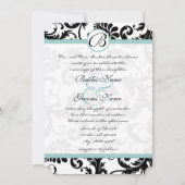 ブライトアクアダマスクスワーズ結婚式招待状5 x 7 招待状 (正面)