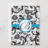 ブライトアクアダマスクスワーズ結婚式招待状5 x 7 招待状 (裏面)