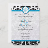 ブライトアクアダマスクハートスワーズ結婚式招待状 招待状 (裏面)