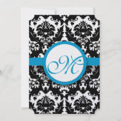 ブライトアクアダマスクハートスワーズ結婚式招待状 招待状 (正面)