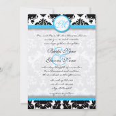 ブライトアクアダマスクハートスワーズ結婚式招待状 招待状 (裏面)