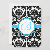 ブライトアクアダマスクハートスワーズ結婚式招待状 招待状 (正面)