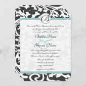ブライトアクアダマスクリーフスワーズ結婚式招待状 招待状 (正面/裏面)