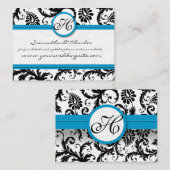 ブライトアクアトリム付き白黒ダマスクフローラ 名刺 (正面/裏面)