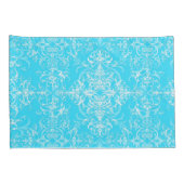 ブライトアクアブルーダブルダマスクビクトリアンスタイル 枕カバー (裏面-右)