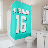 ブライトアクアホワイトスポーツジャージーチームジャージー シャワーカーテン (インサイチュ)
