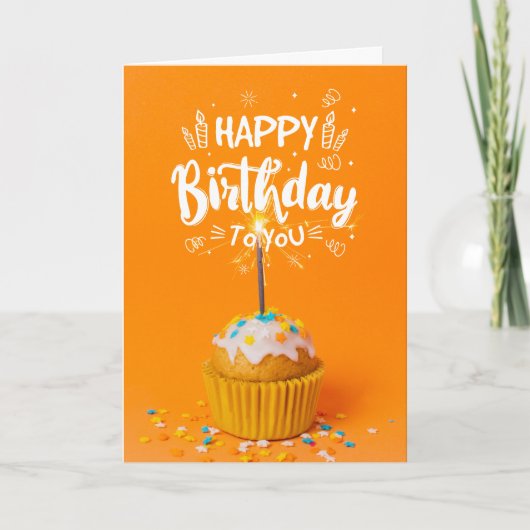 ブライトアップケсーキハッピーバースデーグリーティングカード サンキューカード (正面)