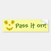 ブライトイお洒落エローワイルドフラワー顔スマイル バンパーステッカー (正面)
