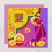 ブライトイエロディワリカードカラフル文字カスタマイズ シーズンカード (正面/裏面)