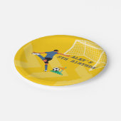 ブライトイエローおもしろいサッカー選手ゴール誕生日 ペーパープレート (アングル)