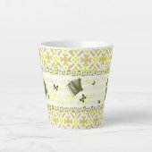 ブライトイエローアコーディオン音楽ラテMug カフェラテマグ (正面)