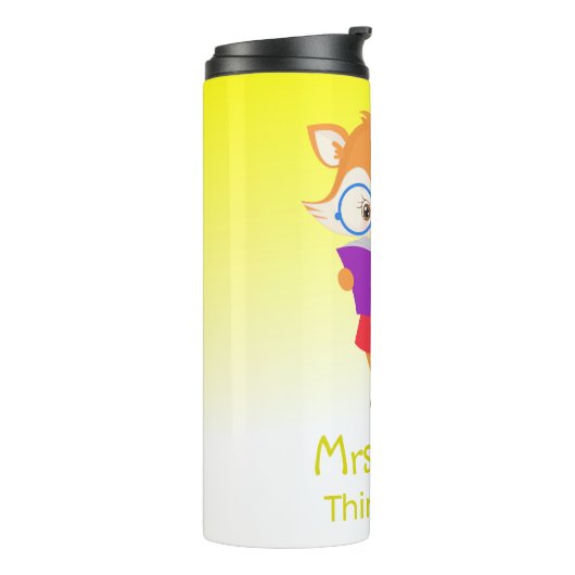 ブライトイエローキツネ先生のギフト タンブラー (回転左)