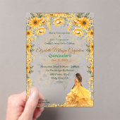 ブライトイエローキンセニェラフローラデザイン アクリル招待状 (インサイチュ (ポータブル))