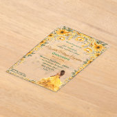 ブライトイエローキンセニェラフローラデザイン アクリル招待状 (レイダウン)