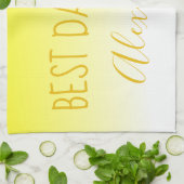 ブライトイエローグラデーション最高のパパ キッチンタオル (折り畳み)