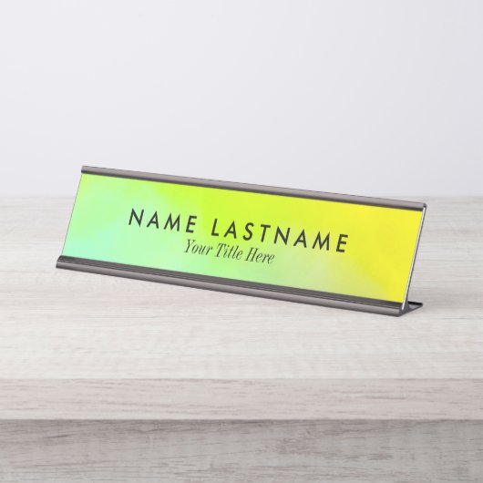 ブライトイエローグリーンカスタム デスクネームプレート (正面)