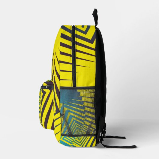 ブライトイエローグリーン抽象芸術ジャングルスタイルパターン プリントバックパック (右)