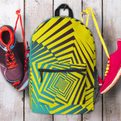 ブライトイエローグリーン抽象芸術ジャングルスタイルパターン プリントバックパック