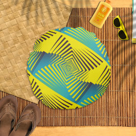 ブライトイエローグリーン抽象芸術ジャングルスタイルパターン ラウンドクッション