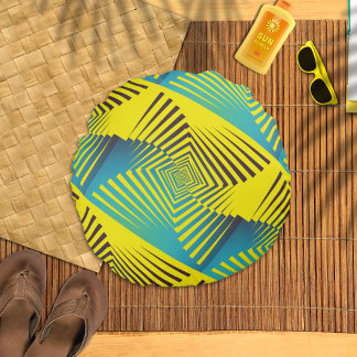 ブライトイエローグリーン抽象芸術ジャングルスタイルパターン ラウンドクッション