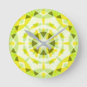 ブライトイエローグリーン魔法スターサマーベビー子供部屋 ラウンド壁時計